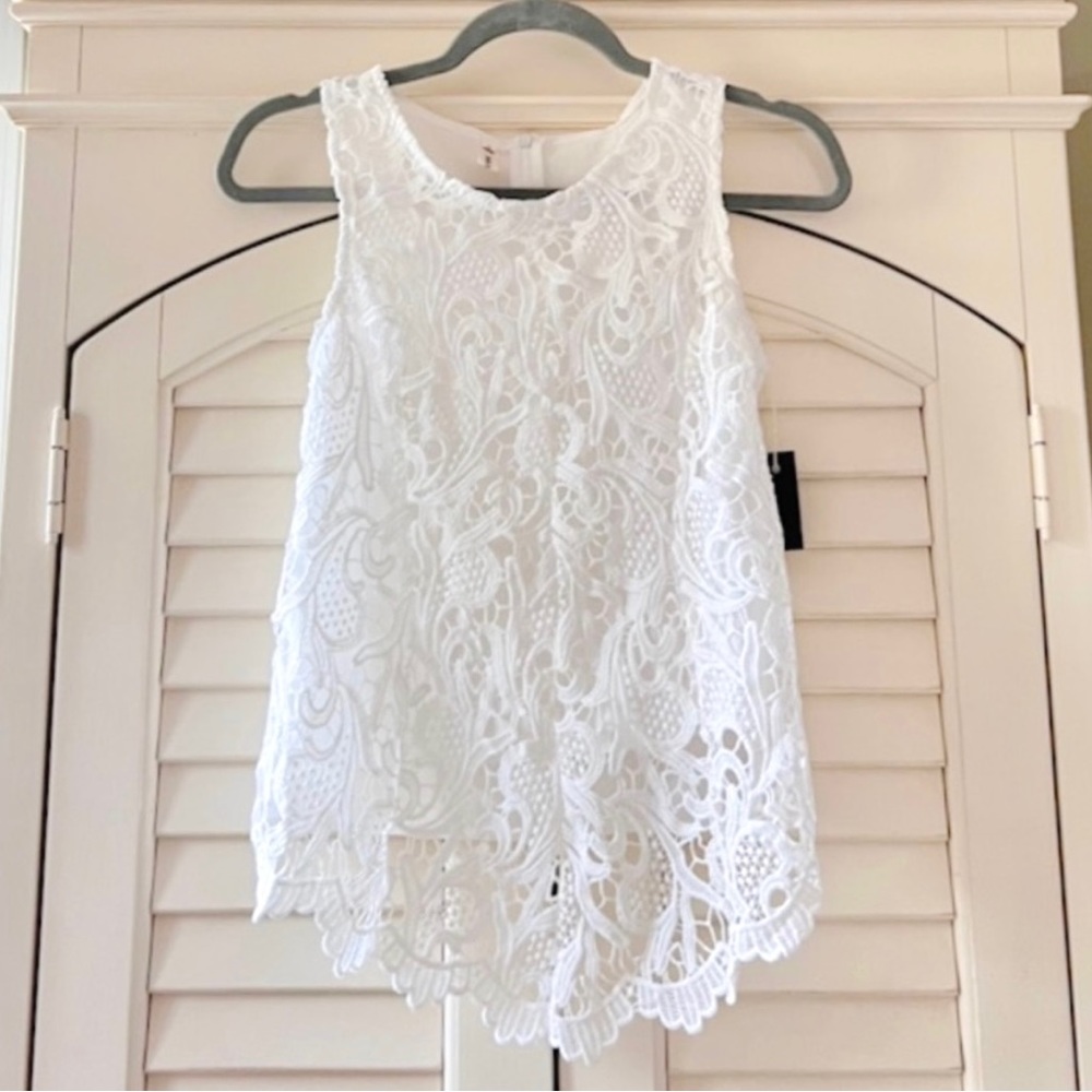 NWT Meiya Aulaye White Lace Sleeveless Blouse
